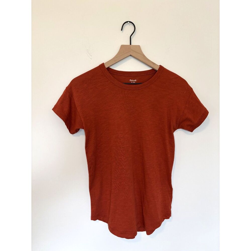 Madewell NWT Rust Orange Terracotta Whisper Cotton Crew Neck Tee Size XXS